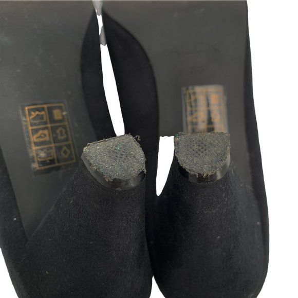 Aldo Black Pumps High Heels Closed Toe Suede Slip On Shoe Size 6 Almond Toe - Picture 8 of 9